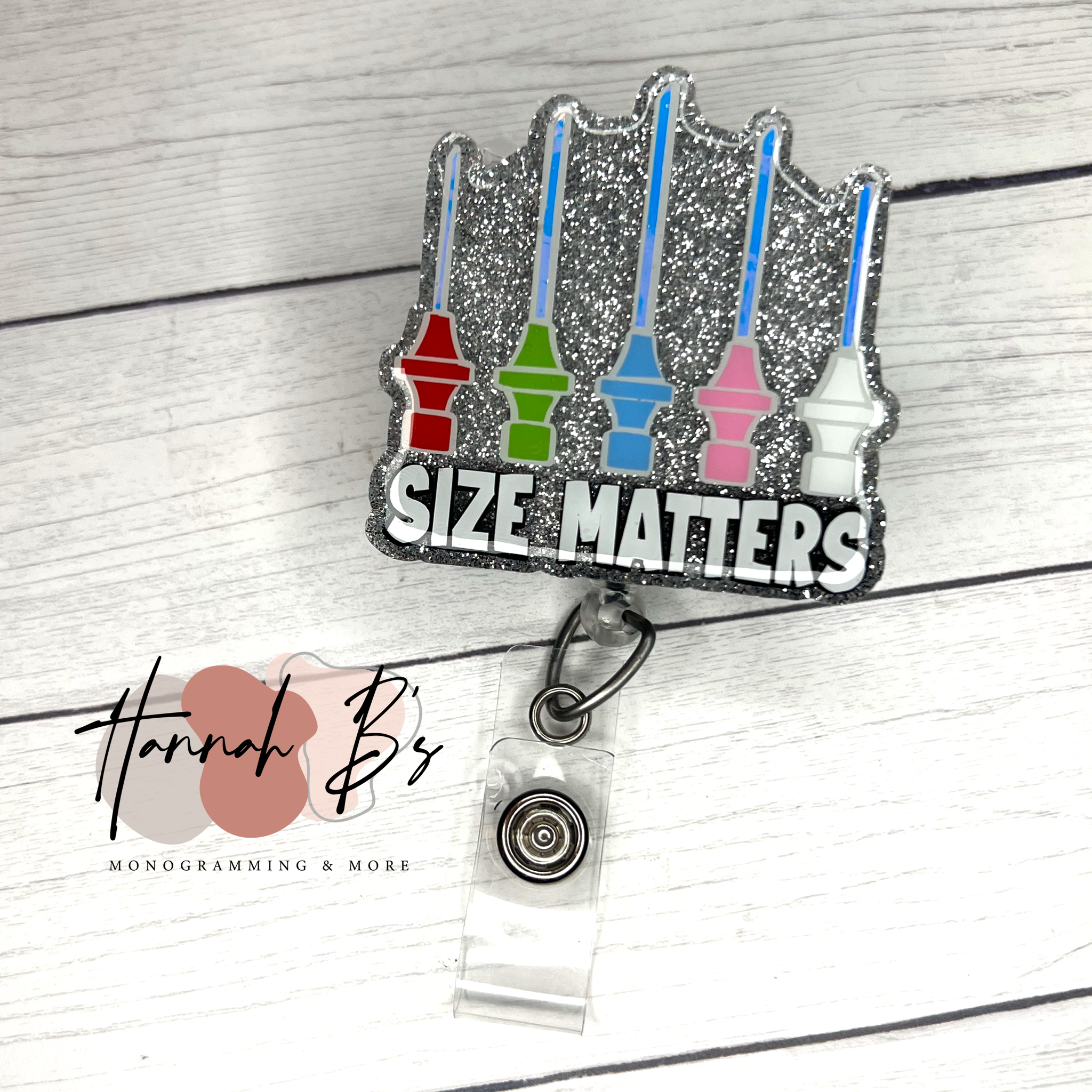 Size Matters Badge Reel – Hannah Bs Monogramming & More